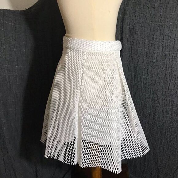 Charlotte Russe NWT White Mesh Mini Skirt Size Médium - Picture 2 of 9